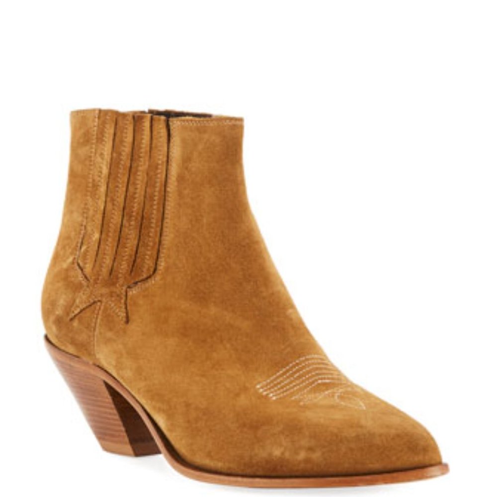 Golden Goose Sunset Suede Cowboy Boots Booties Camel Suede 38 8 - Picture 3 of 12